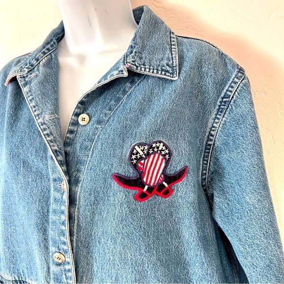 DON'T MESS WITH TEXAS Vtg Denim Blue Jean Jacket Embroidery & Beading Medium - Picture 3 of 12